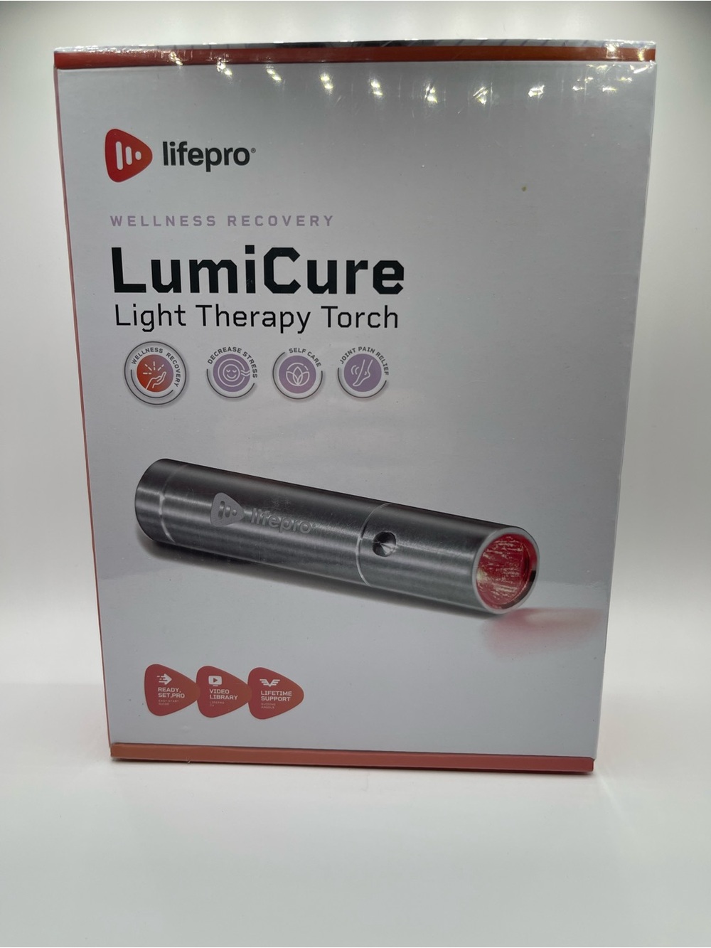 lifepro LumiCure Light Therapy Torch — Silver with Red Light